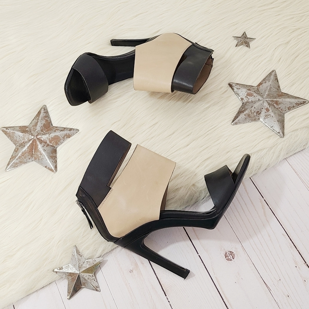 Vic Matie colorblock heels black and tan leather sandals size 37